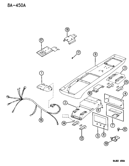 1996 Jeep Cherokee Console, Overhead Diagram