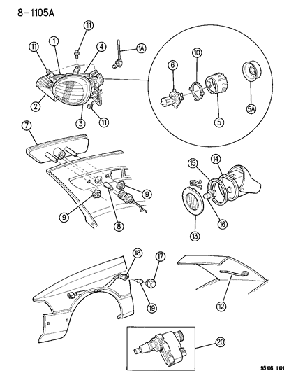 1995 Dodge Neon Lamps - Front Diagram