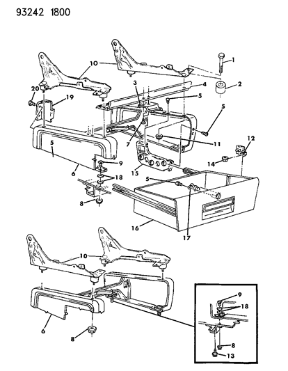 1993 Dodge Grand Caravan Riser Right Bucket Seat & Storage Box Diagram