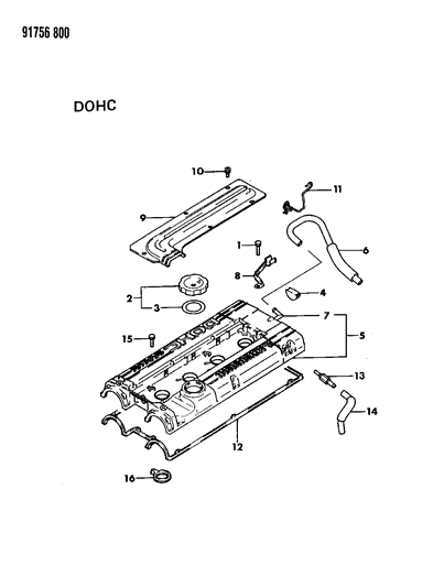 1991 Dodge Stealth Cylinder Head & Cover Diagram 3