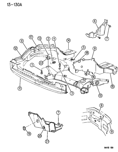 1994 Dodge Caravan CROSSMEMBER Front Suspension Comp Diagram for 4694716