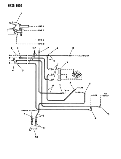 1986 Dodge D150 EGR Hose Harness Diagram 1
