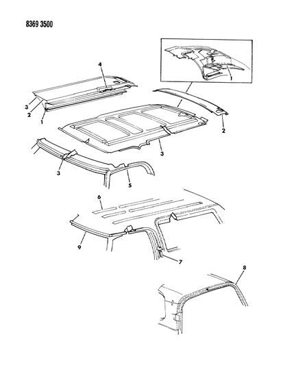 1988 Dodge Ramcharger Panel Roof D4 & 8 Diagram
