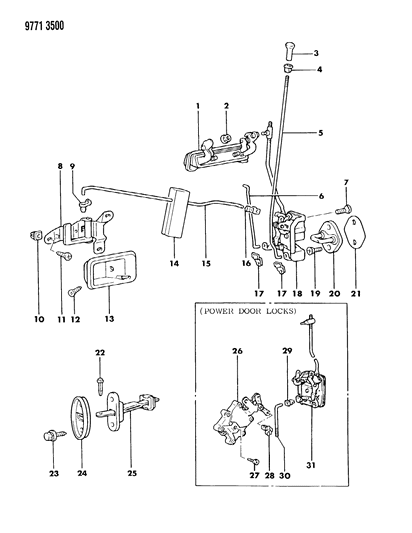 1989 Dodge Raider Door, Front Handles, Locks And Controls Diagram