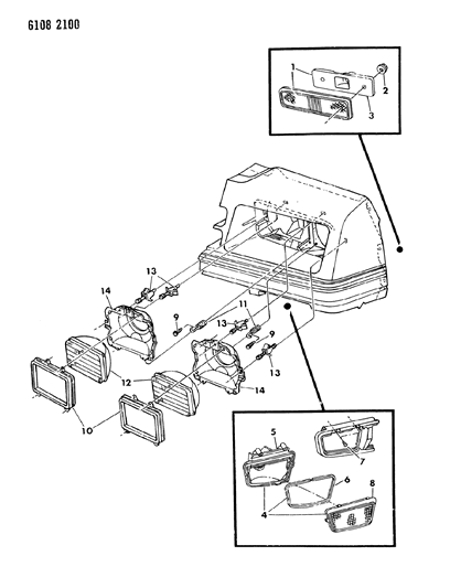 1986 Dodge Omni Lamps - Front Diagram 1