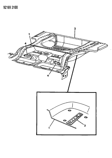 1992 Chrysler LeBaron Floor Pan Rear Diagram