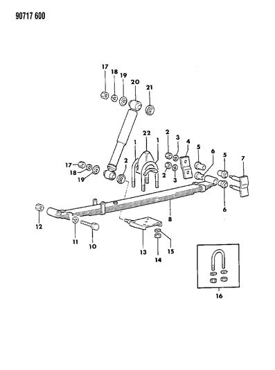 1990 Dodge Ram 50 Suspension - Rear Diagram