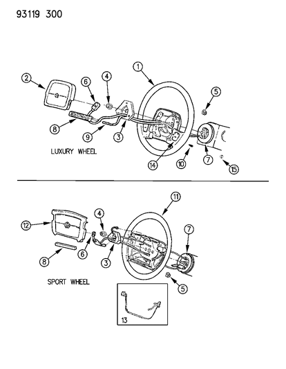 1993 Chrysler LeBaron GTC Steering Wheel Diagram