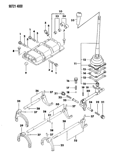 1990 Dodge Ram 50 Control, Shift Diagram 2