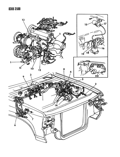 1989 Dodge Dakota Wiring - Engine - Front End & Related Parts Diagram 1