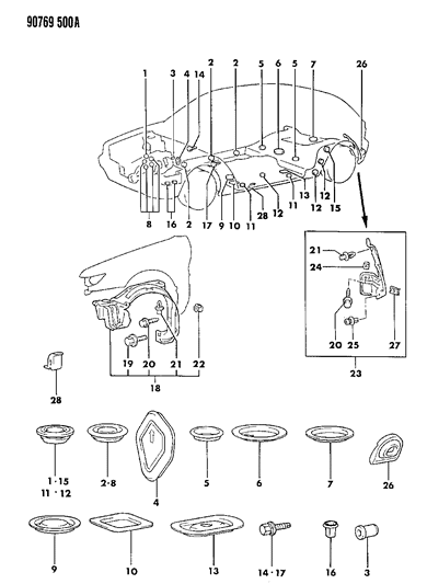 1990 Dodge Colt Plugs & Shield Diagram