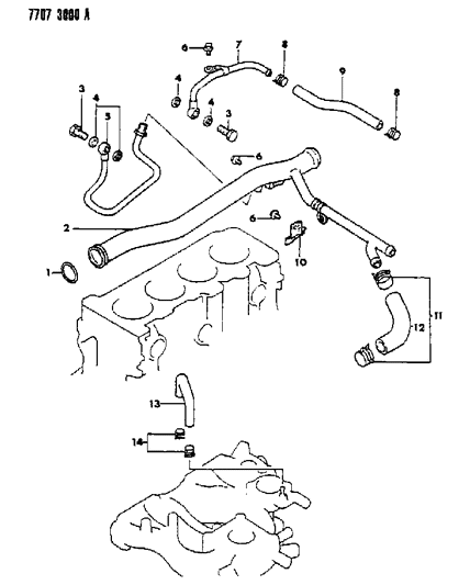 1988 Dodge Colt Water Hose & Pipe Diagram 1