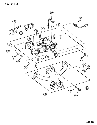 1995 Jeep Wrangler Manifolds - Intake & Exhaust Diagram 1