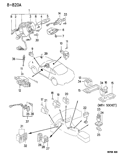 1995 Dodge Stealth Cap-Courtesy Lamp Switch Diagram for MB628452