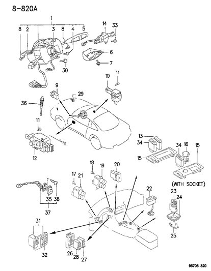 1995 Dodge Stealth Screw-Steering Column Diagram for MS450923