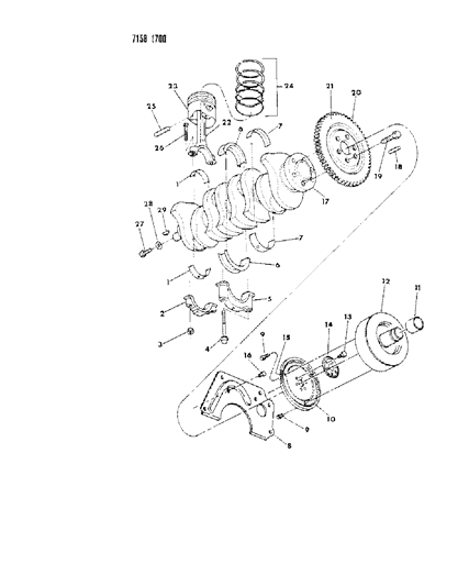 1987 Chrysler LeBaron Crankshaft , Pistons And Torque Converter Diagram 1