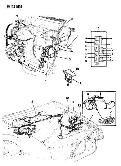 1992 Chrysler LeBaron Wiring - Engine - Front End & Related Parts Diagram