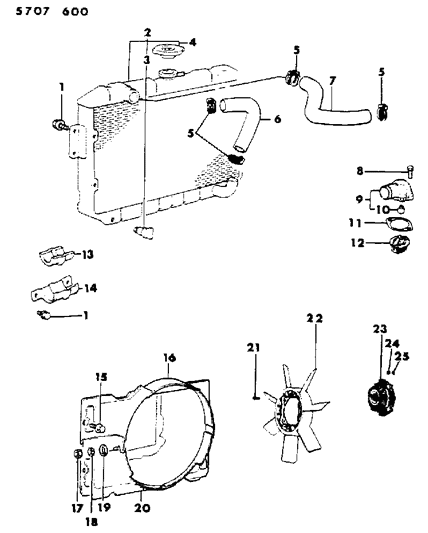 1985 Dodge Conquest Radiator & Related Parts Diagram 2