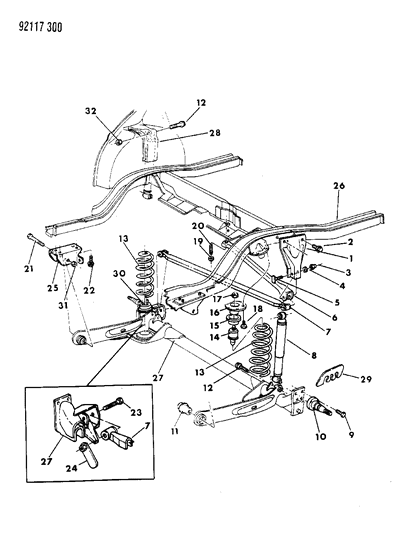 1992 Chrysler LeBaron Suspension - Rear Diagram