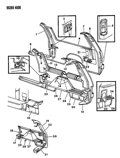 1991 Dodge D250 Body Panels Diagram 1