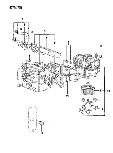 1992 Dodge Colt Heater Unit & Heater Plumbing Diagram