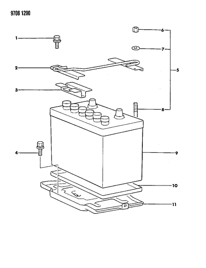 1989 Chrysler Conquest Battery Tray Diagram