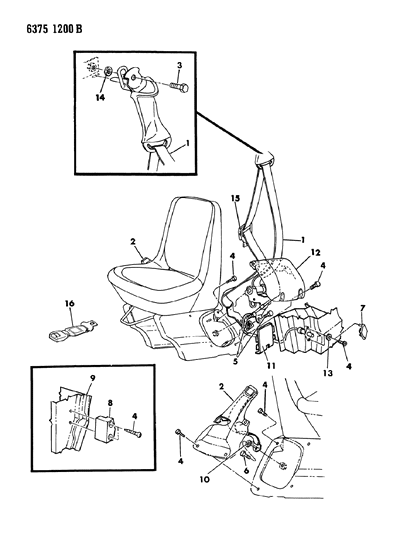 1986 Dodge Ram Wagon Belts - Seat Front Diagram