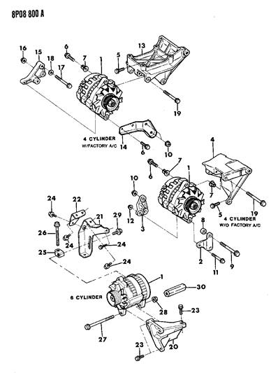 1991 Dodge Monaco Alternator & Mounting Diagram