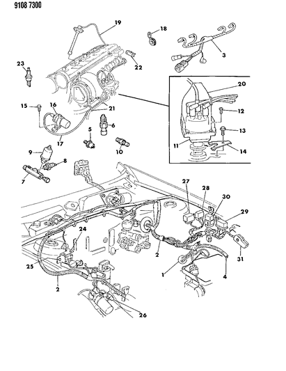 1989 Chrysler TC Maserati Wiring - Engine - Front End & Related Parts Diagram 1