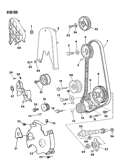 1989 Dodge Aries Timing Belt & Cover Diagram