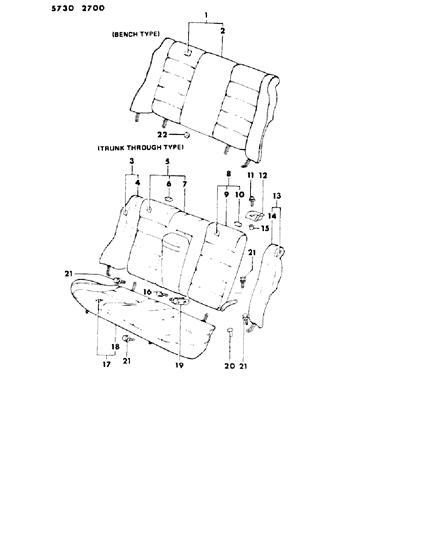 1985 Dodge Colt Rear Seat Diagram 2