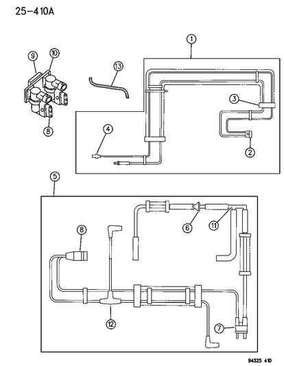 1996 Dodge Dakota Emission Control Vacuum Harness Diagram