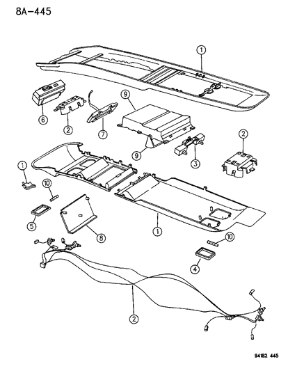 1995 Dodge Grand Caravan Console, Overhead Diagram