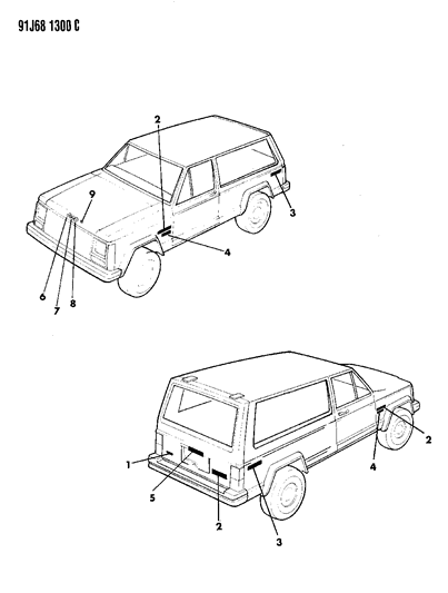 1993 Jeep Cherokee Nameplates Diagram 1