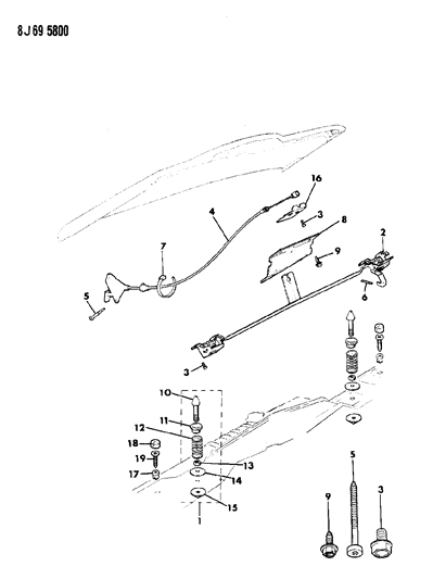 1988 Jeep J20 Lock And Release, Hood Diagram