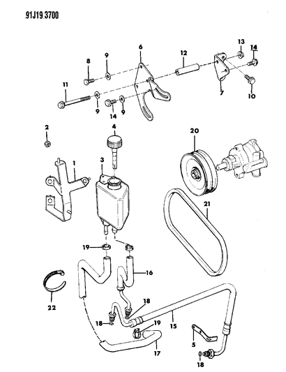 1991 Jeep Comanche Pump Mounting - Power Steering Diagram 1