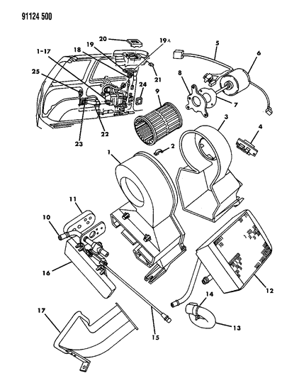 1991 Dodge Caravan Resistor-Aux HTR Sw To Blower Motor Diagram for 3849459