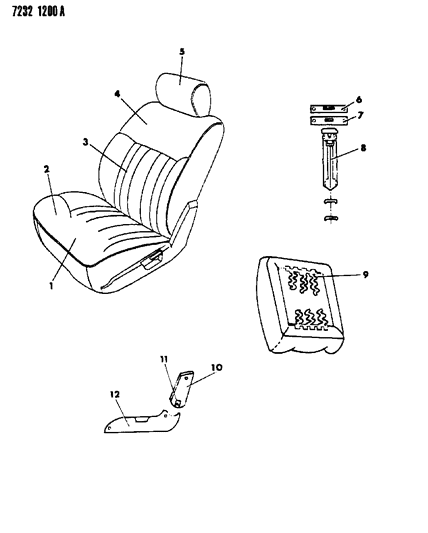 1987 Dodge Shadow Front Seat Diagram 2