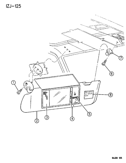 1995 Jeep Grand Cherokee Sunvisors Diagram