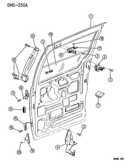 1996 Dodge Caravan Stop Bumper CROSSMEMBER To H Diagram for 4717377