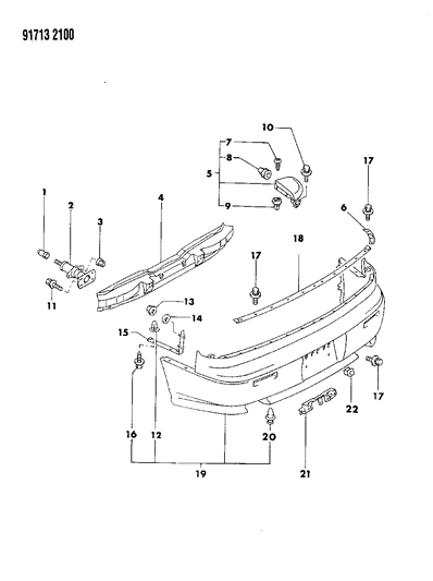 1991 Dodge Stealth Rear Bumper & Support Diagram