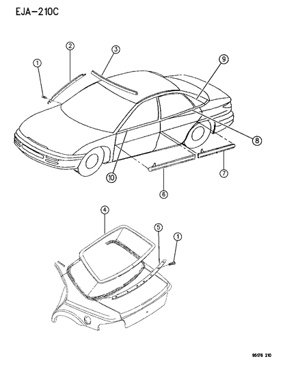 1995 Chrysler Cirrus Moulding & Ornamentation Diagram