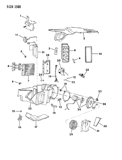 1985 Dodge Omni Air Conditioner & Heater Unit Diagram