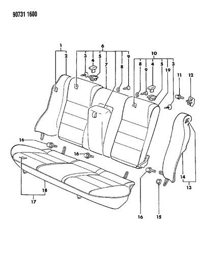 1990 Dodge Colt Rear Seat Diagram 2