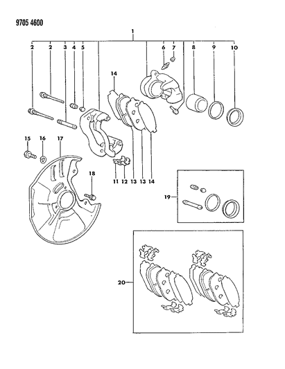 1989 Chrysler Conquest Front Brakes Diagram