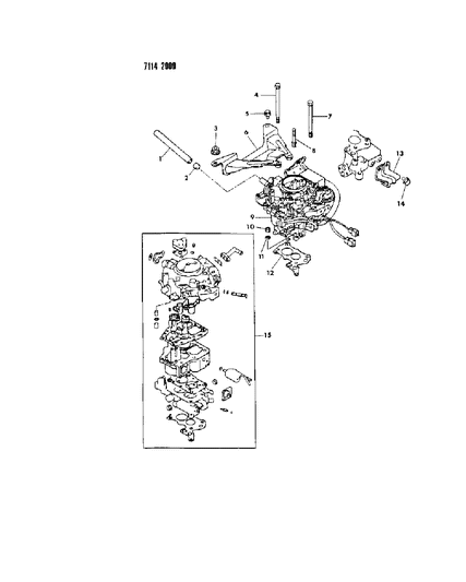 1987 Dodge Shadow Carburetor, Gaskets And Attaching Parts Diagram