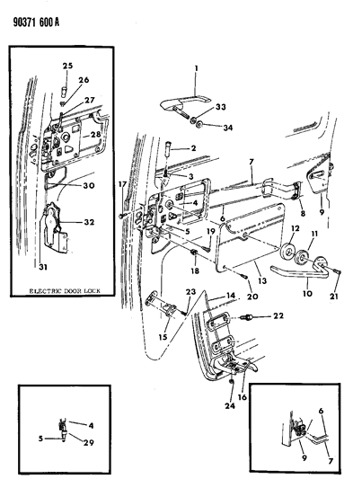1992 Dodge Ram Van Door, Sliding Handle & Latch Diagram
