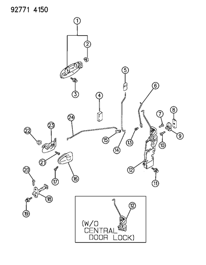 1994 Dodge Colt Door, Front Handles And Controls Diagram 1