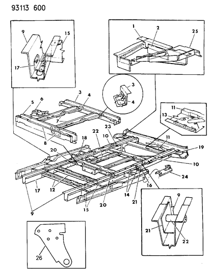 1993 Chrysler Town & Country Frame Rear Diagram