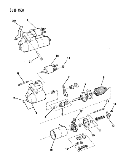 1989 Jeep Wagoneer Starter & Mounting Diagram 1